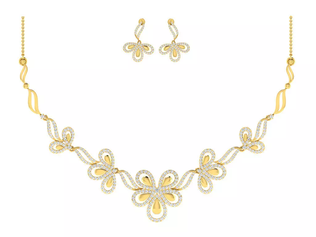 Women necklace-earrings set 3dm stl render detail 3D print model 3D print model_0