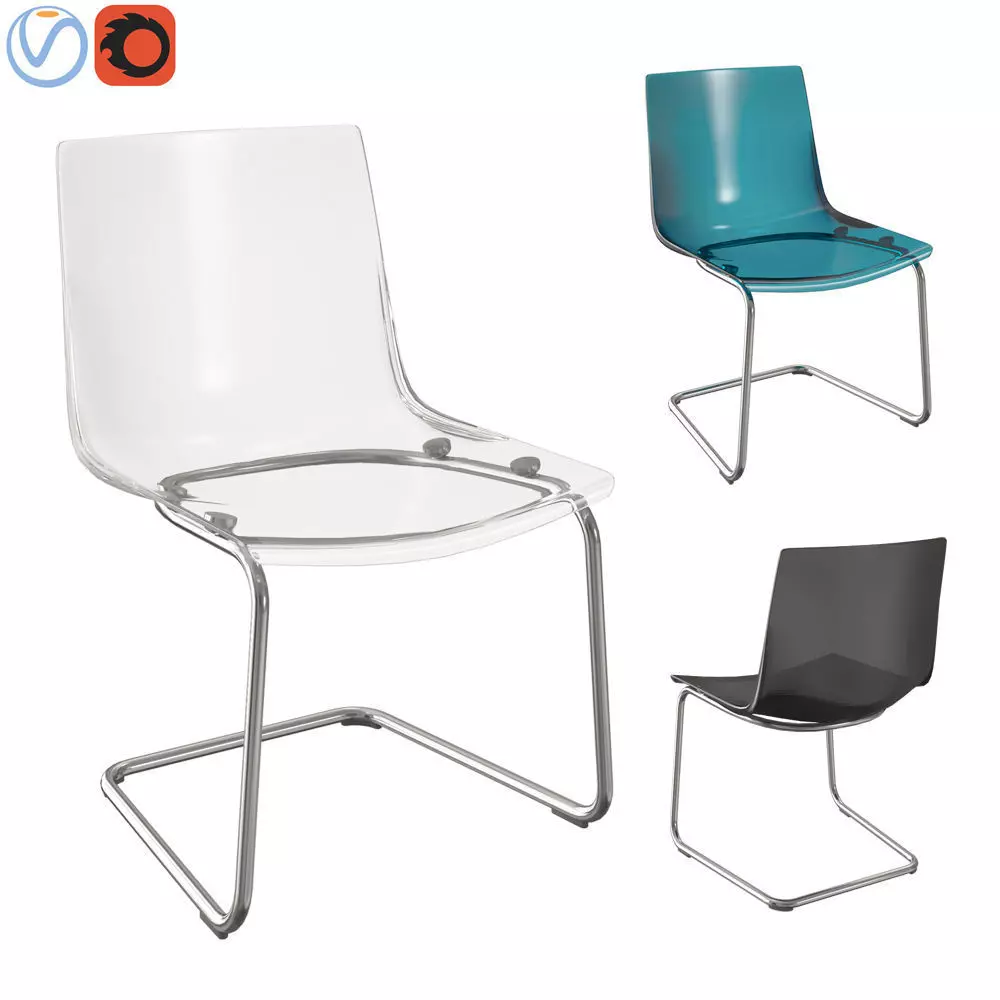 Tobias clear plastic chair on metal frame 3D model_0
