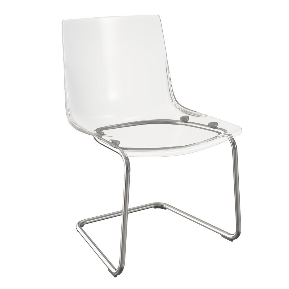 Tobias clear plastic chair on metal frame 3D model_2