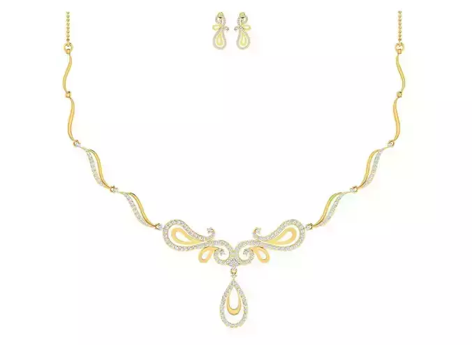 Women necklace-earrings set 3dm stl render detail 3D print model