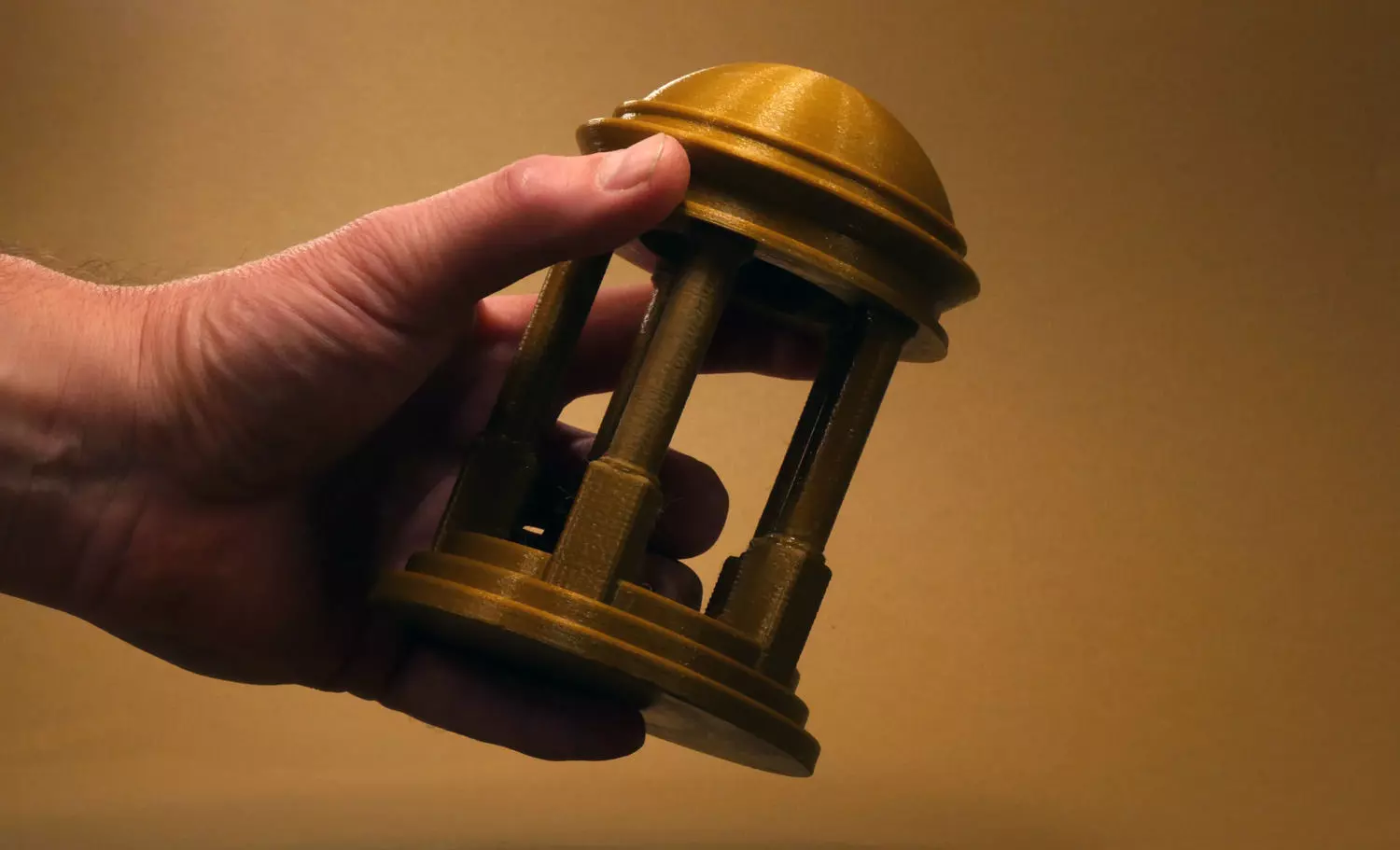 Temple bronze statue on table 3D print model