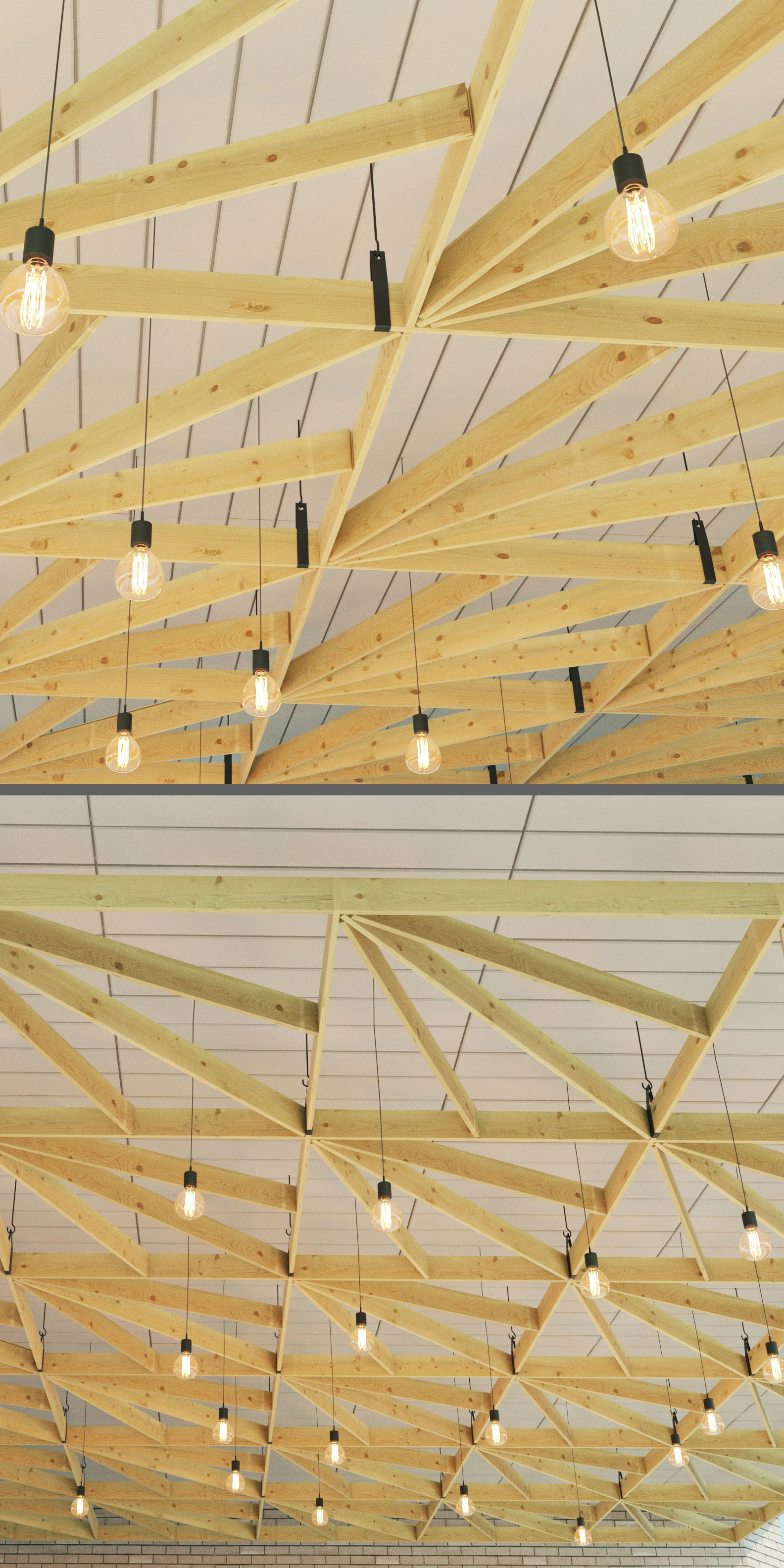 Wooden suspended ceiling 4 Low-poly 3D model_1