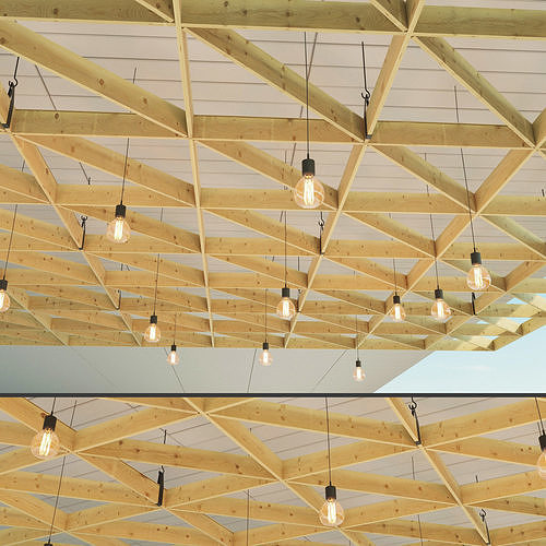 Wooden suspended ceiling 3 Low-poly 3D model