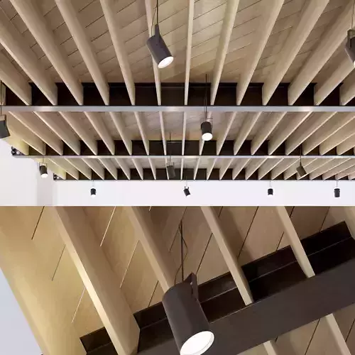 Wooden ceiling on metal beams 24 Low-poly 3D model