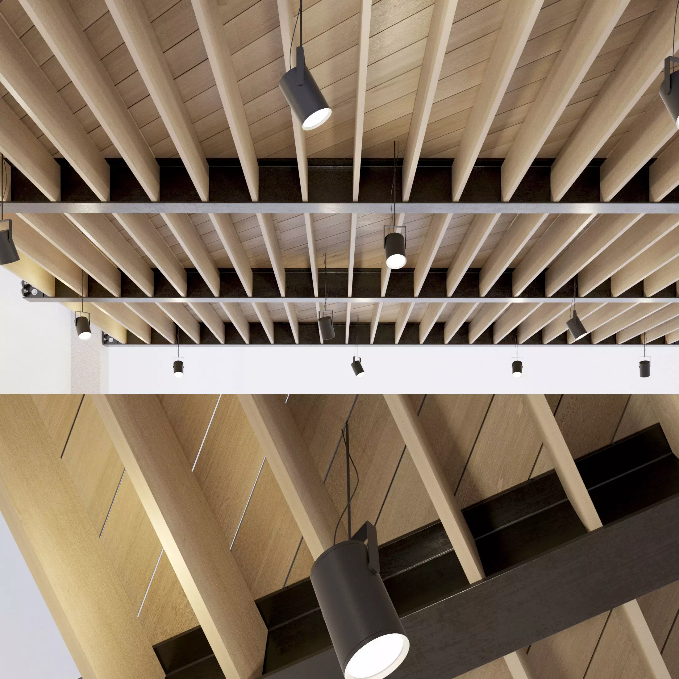 Wooden ceiling on metal beams 24 Low-poly 3D model_0