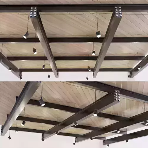 Wooden ceiling on metal beams 23 Low-poly 3D model