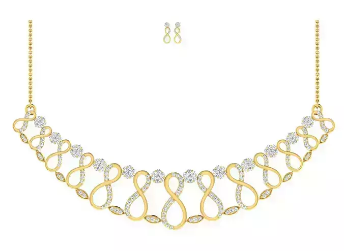 Women necklace-earrings set 3dm stl render detail 3D print model