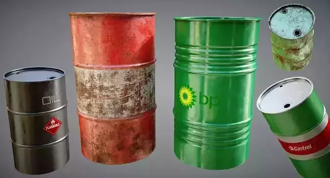 Oil Barrels Pack Low-poly 3D model