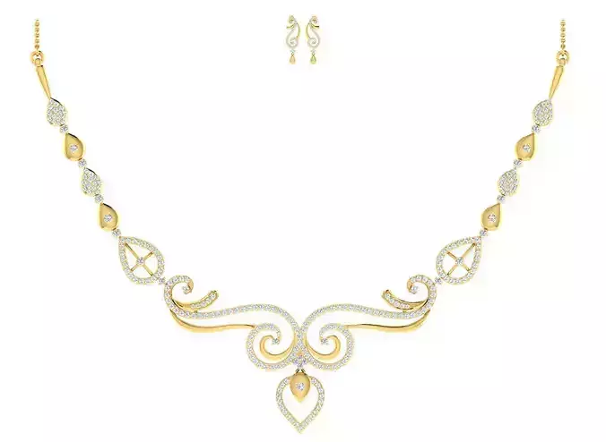 Women necklace-earrings set 3dm stl render detail 3D print model