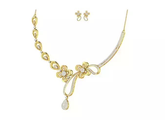 Women necklace-earrings set 3dm stl render detail 3D print model