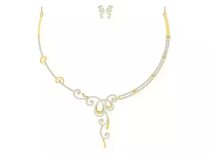 Women necklace-earrings set 3dm stl render detail 3D print model