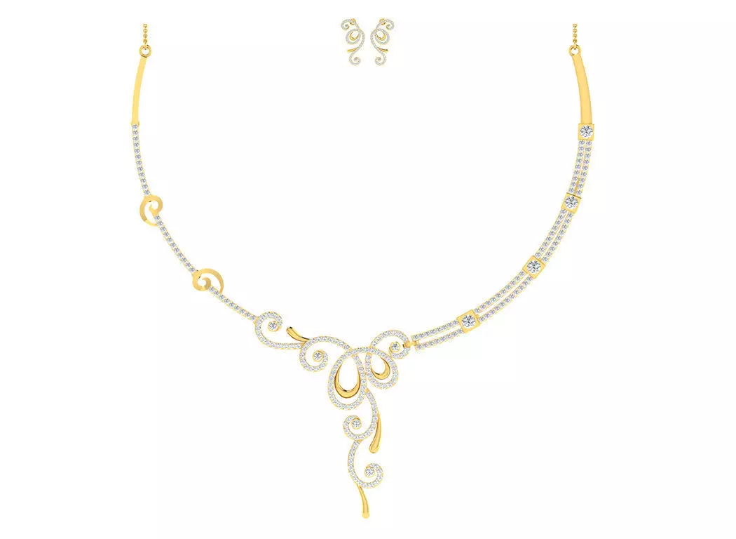 Women necklace-earrings set 3dm stl render detail 3D print model 3D print model_0