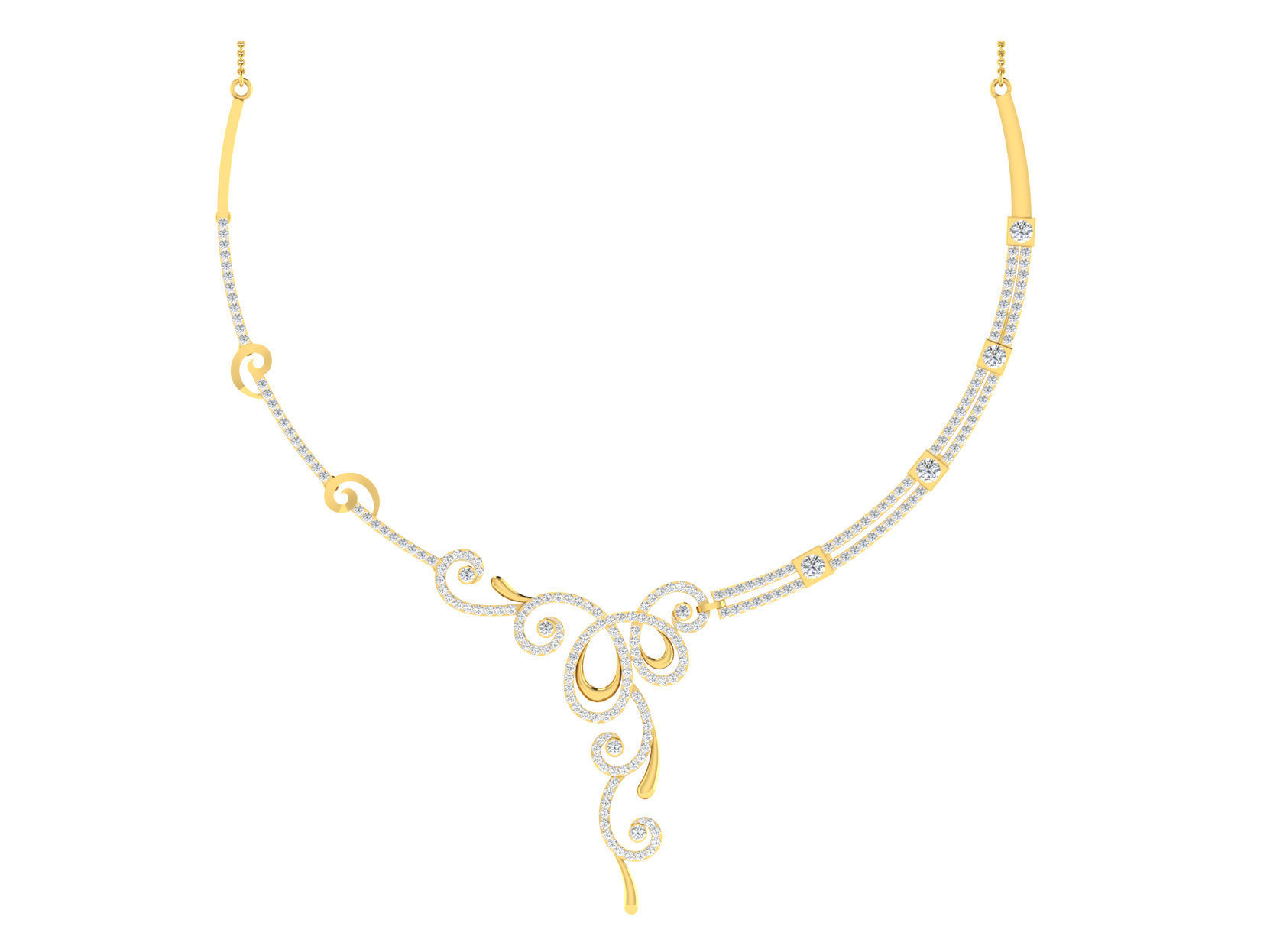 Women necklace-earrings set 3dm stl render detail 3D print model 3D print model_10