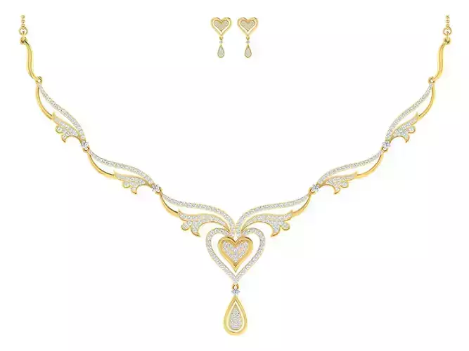 Women necklace-earrings set 3dm stl render detail 3D print model