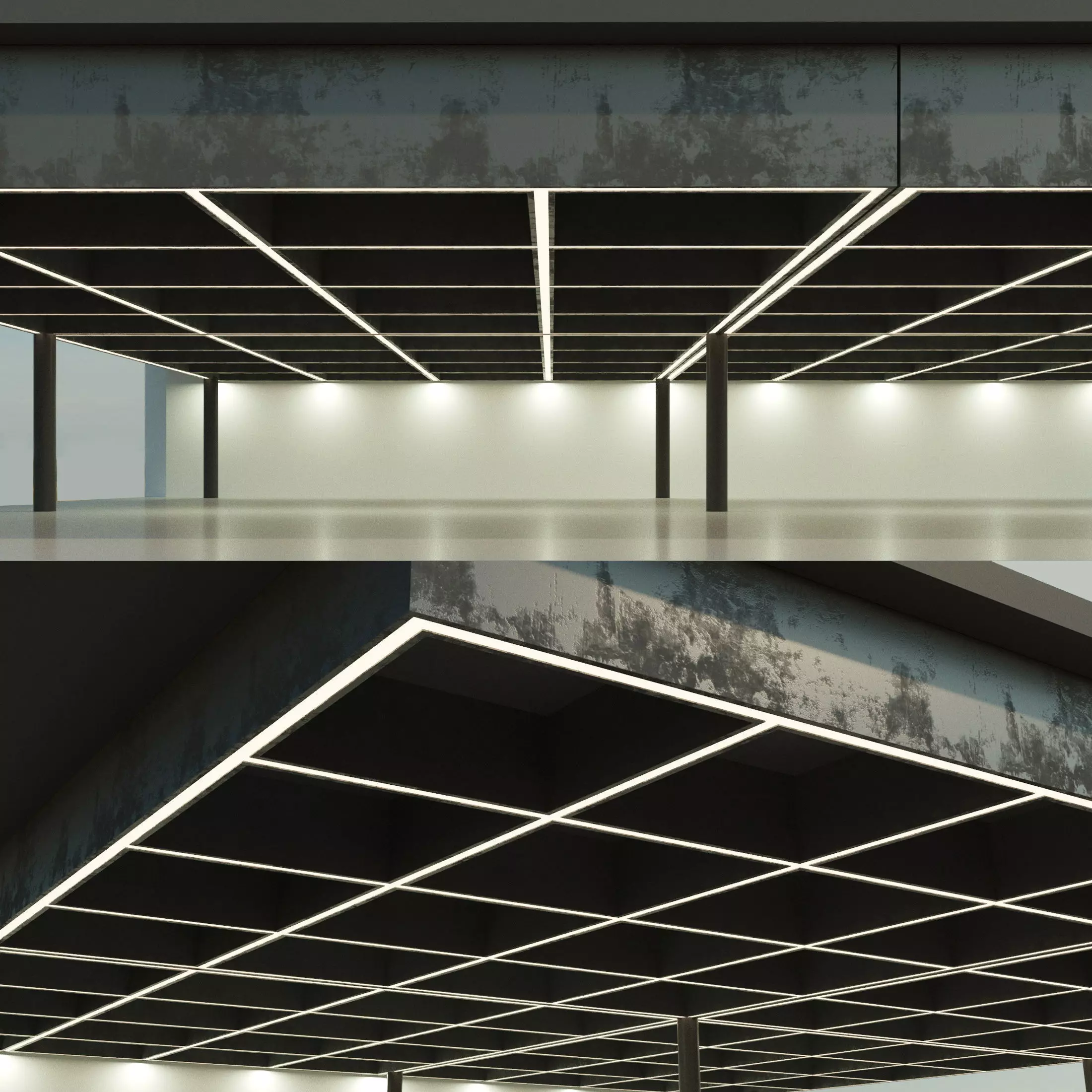 Beamed ceiling Overlap 15 Low-poly 3D model