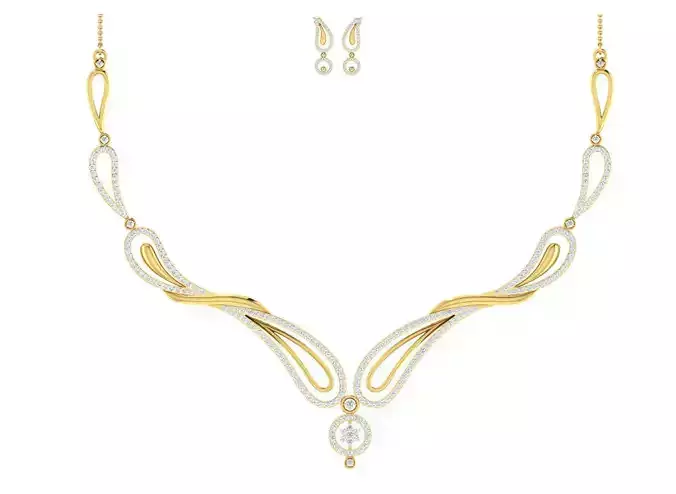 Women necklace-earrings set 3dm stl render detail 3D print model