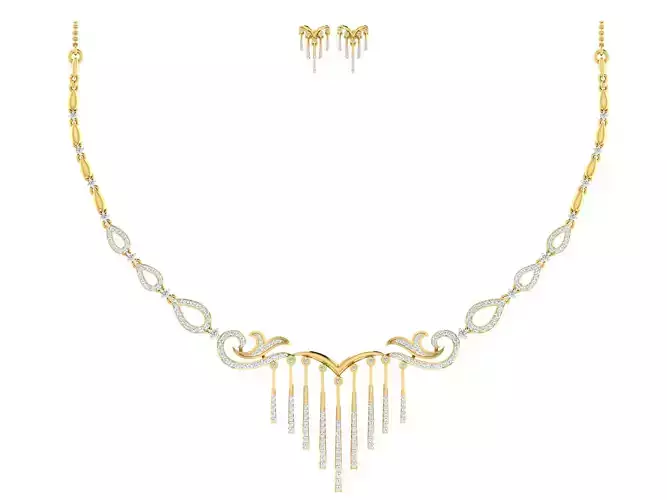 Women necklace-earrings set 3dm stl render detail 3D print model