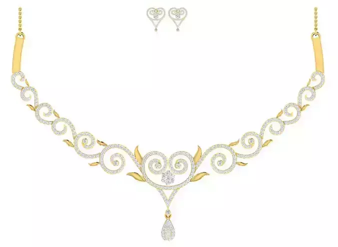 Women necklace-earrings set 3dm stl render detail 3D print model