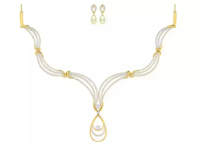 Women necklace-earrings set 3dm stl render detail 3D print model