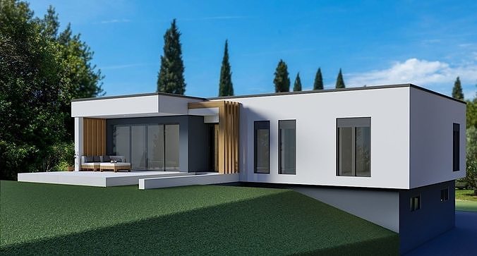 modern house Low-poly 3D model