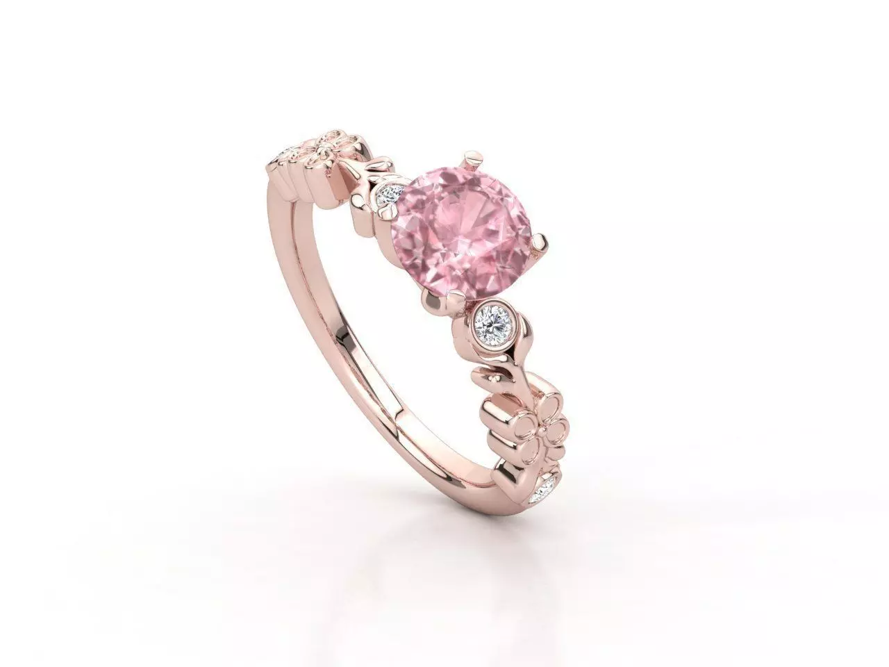DI026 sapphire and diamond ring in rose gold 3D print model_0