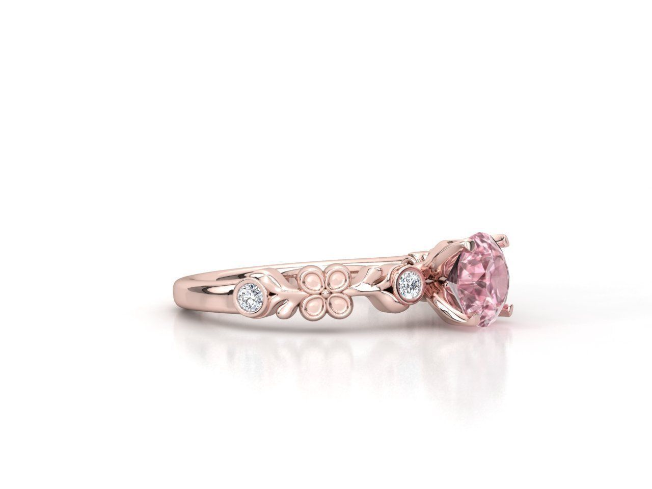 DI026 sapphire and diamond ring in rose gold 3D print model_2