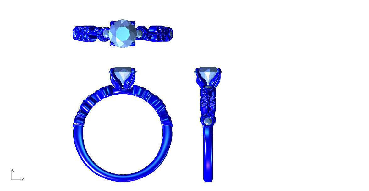 DI026 sapphire and diamond ring in rose gold 3D print model_3