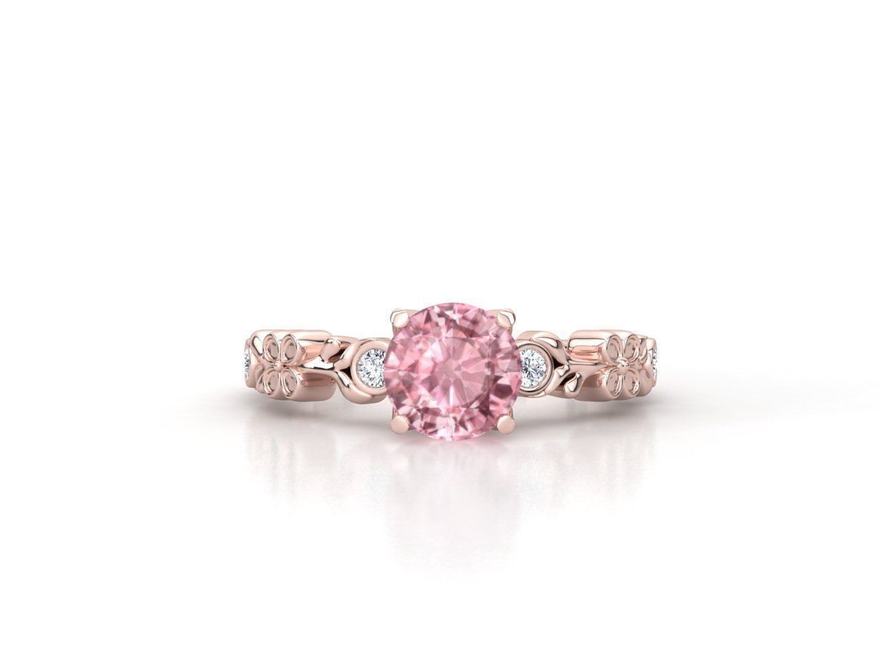 DI026 sapphire and diamond ring in rose gold 3D print model_1