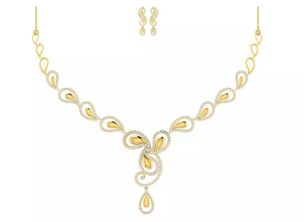 Women necklace-earrings set 3dm stl render detail 3D print model 3D print model_0