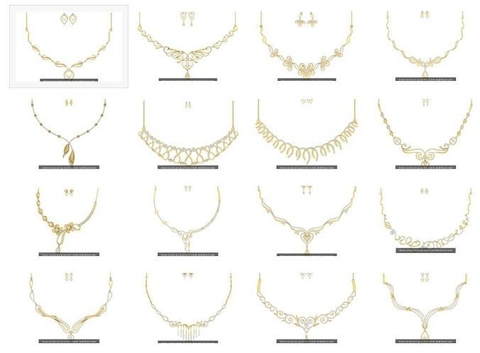 17 women necklace-earrings 3dm stl render detail bulk collection 
