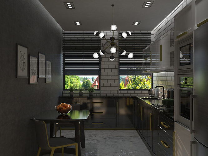 modern  photorealistic kitchen 3D model