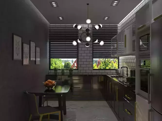 modern  photorealistic kitchen 3D model