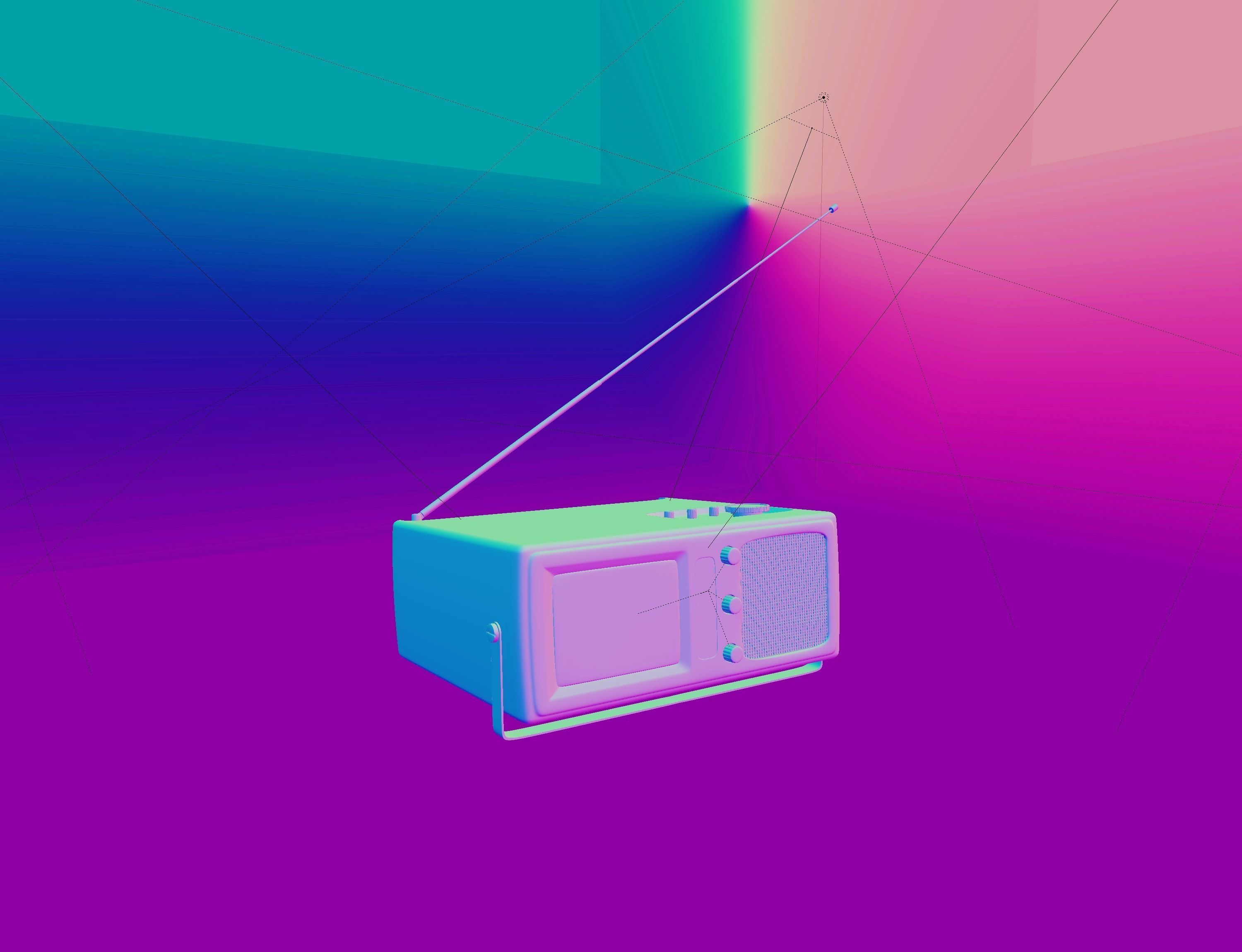 BRIONVEGA STYLE TV CROWN RADIO RETRO 3D model_3