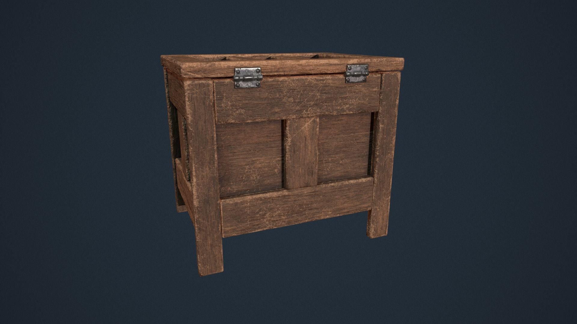 Medieval Wooden Chest Low-poly 3D model_3