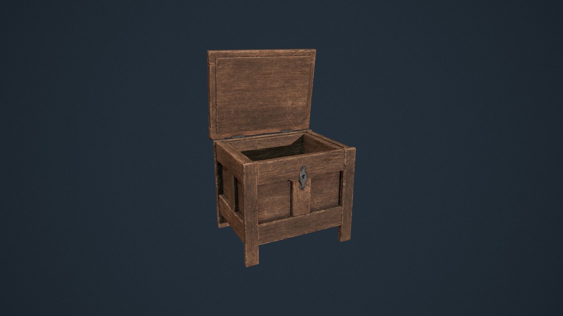Medieval Wooden Chest Low-poly 3D model_8