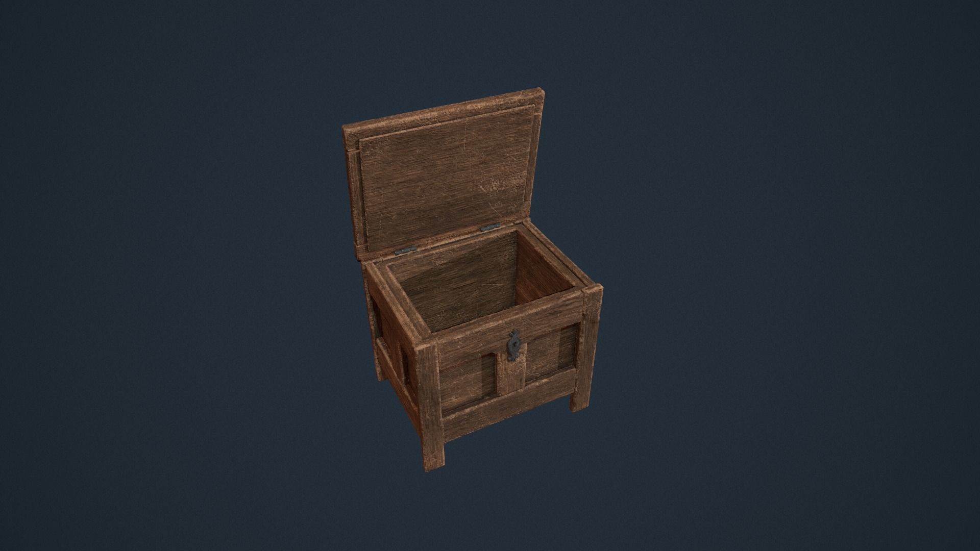 Medieval Wooden Chest Low-poly 3D model_6