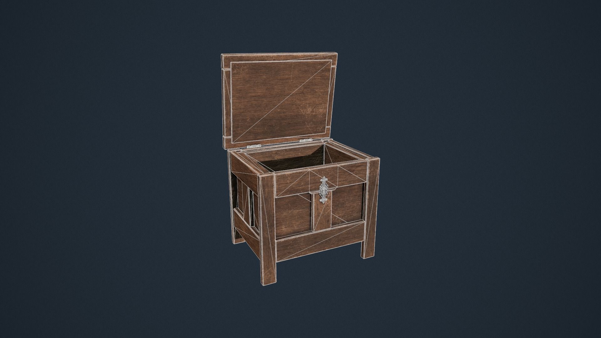 Medieval Wooden Chest Low-poly 3D model_9