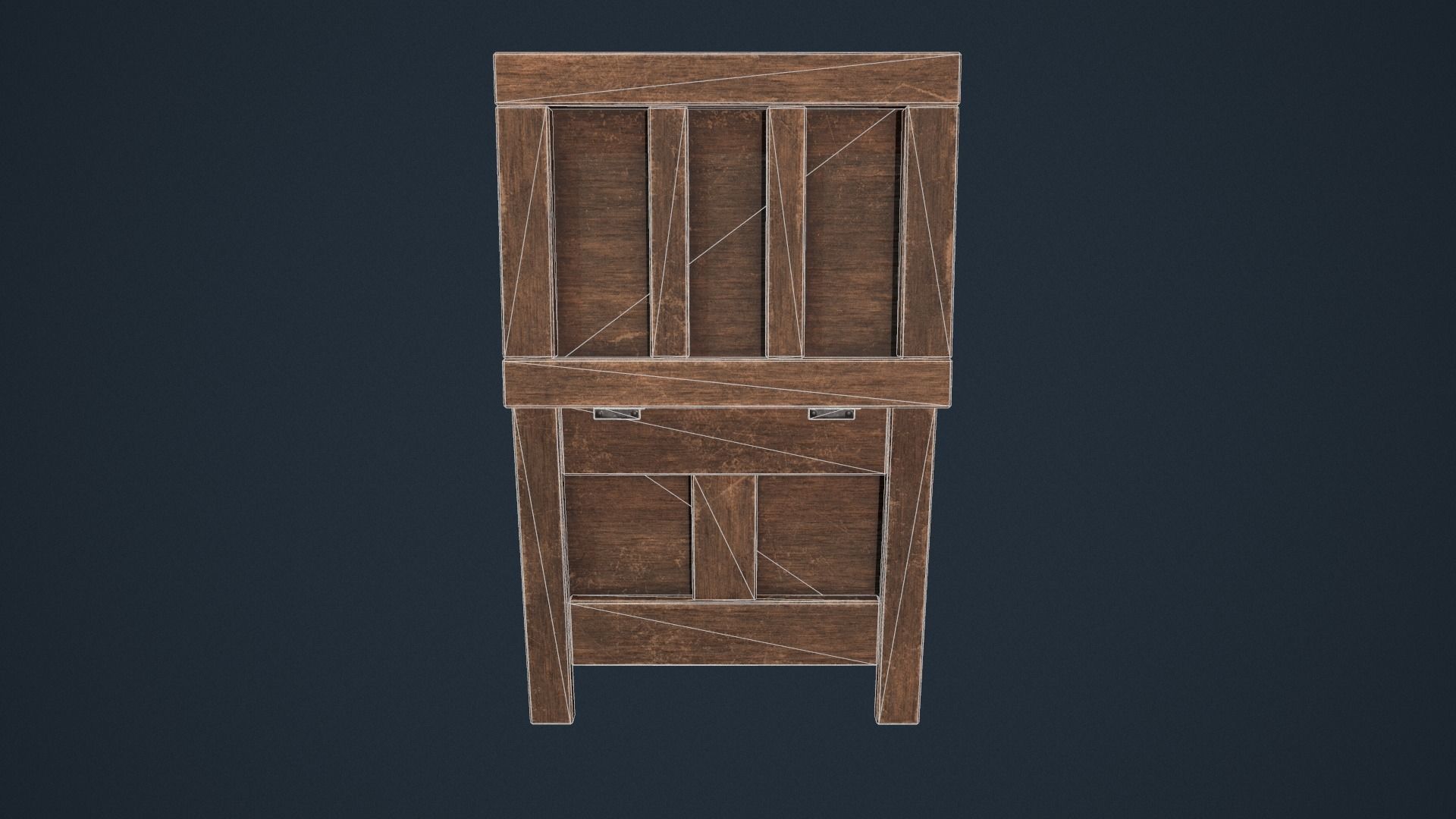 Medieval Wooden Chest Low-poly 3D model_10