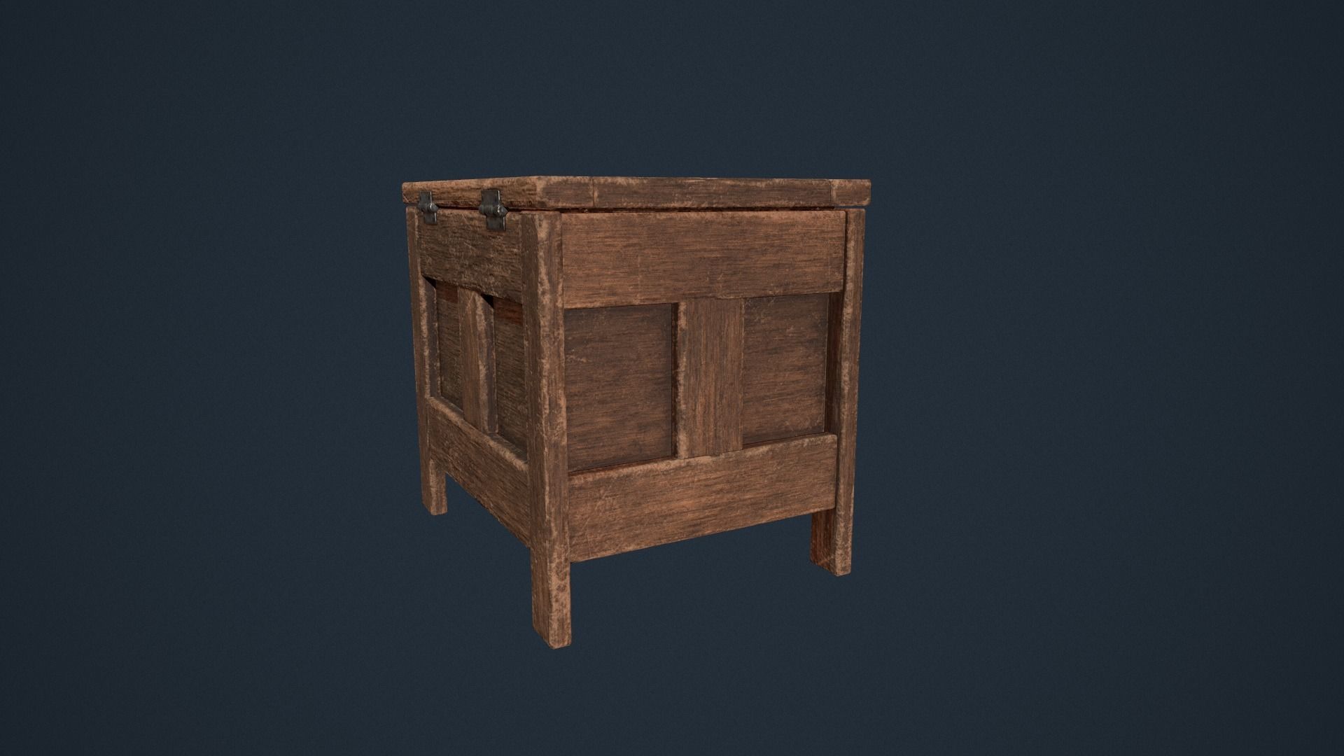 Medieval Wooden Chest Low-poly 3D model_2