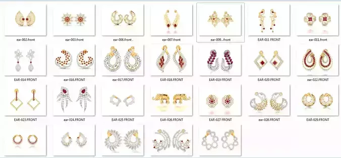 26 Artistic Woman Earrings 3dm render details bulk  3D print model