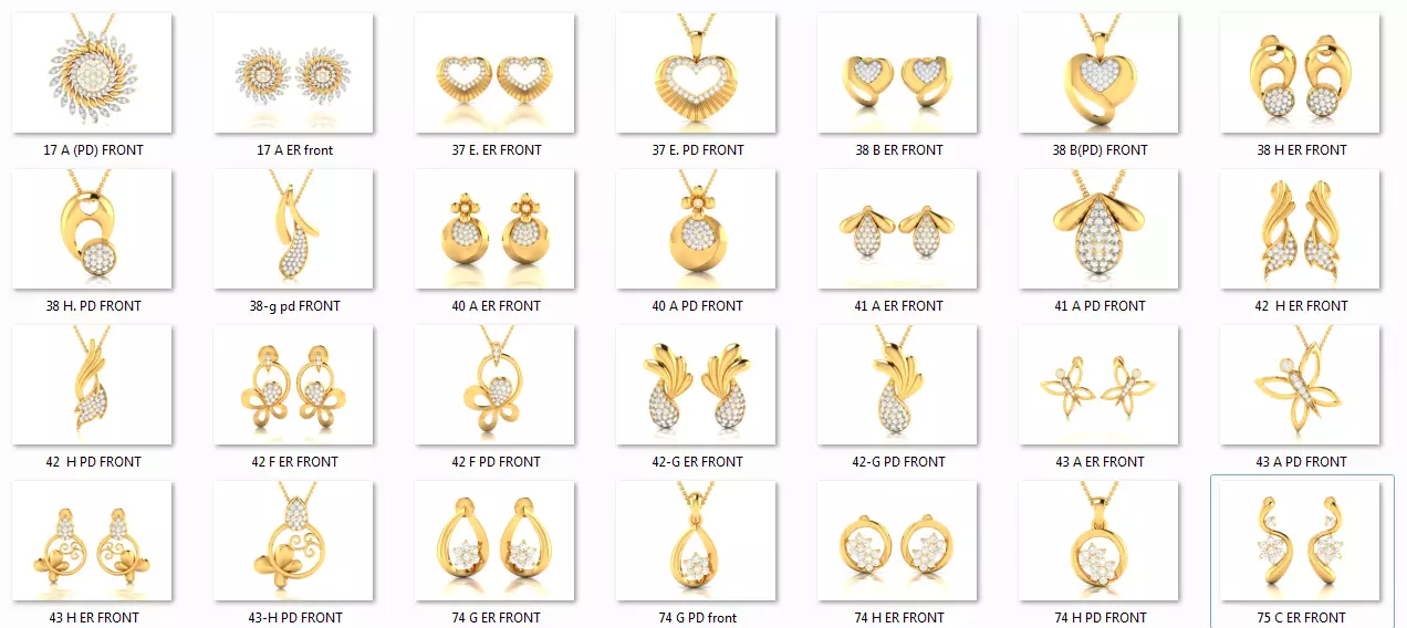 41 Pendant Earrings Set 3dm 4 view render details bulk 3D print model_0