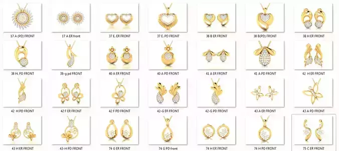 41 Pendant Earrings Set 3dm 4 view render details bulk  3D print model