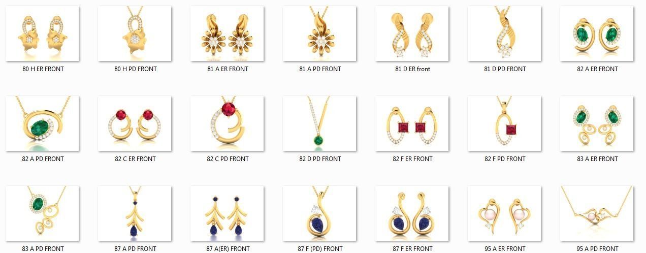 41 Pendant Earrings Set 3dm 4 view render details bulk 3D print model_2