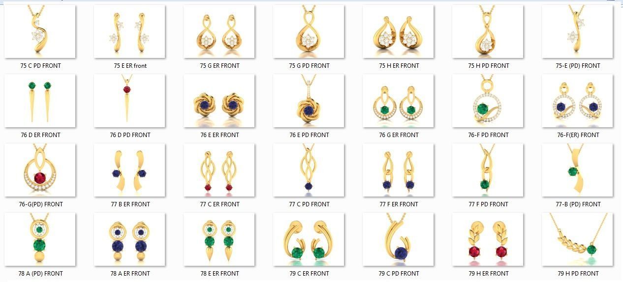 41 Pendant Earrings Set 3dm 4 view render details bulk 3D print model_1