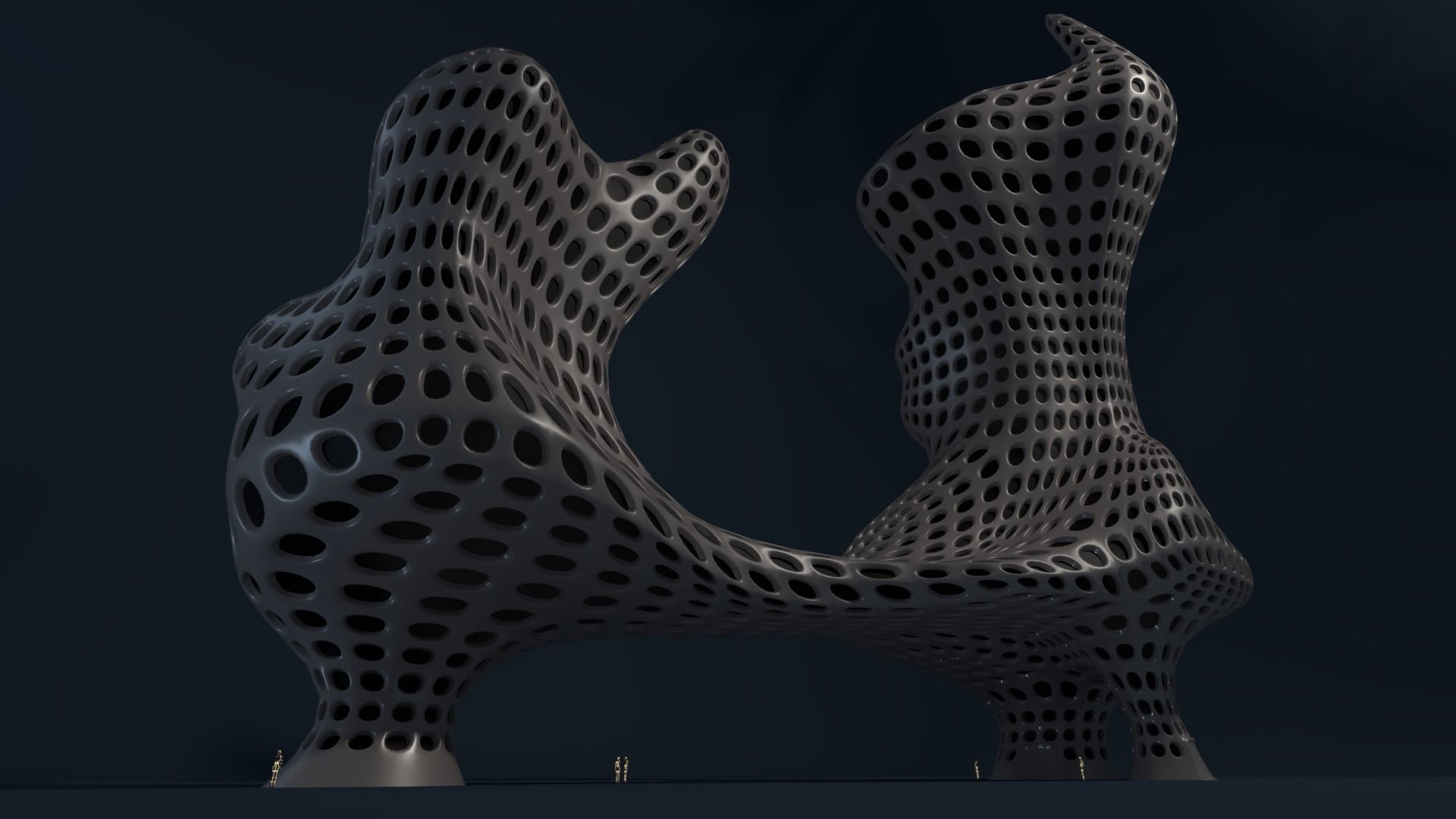 Curved towers Low-poly 3D model_0