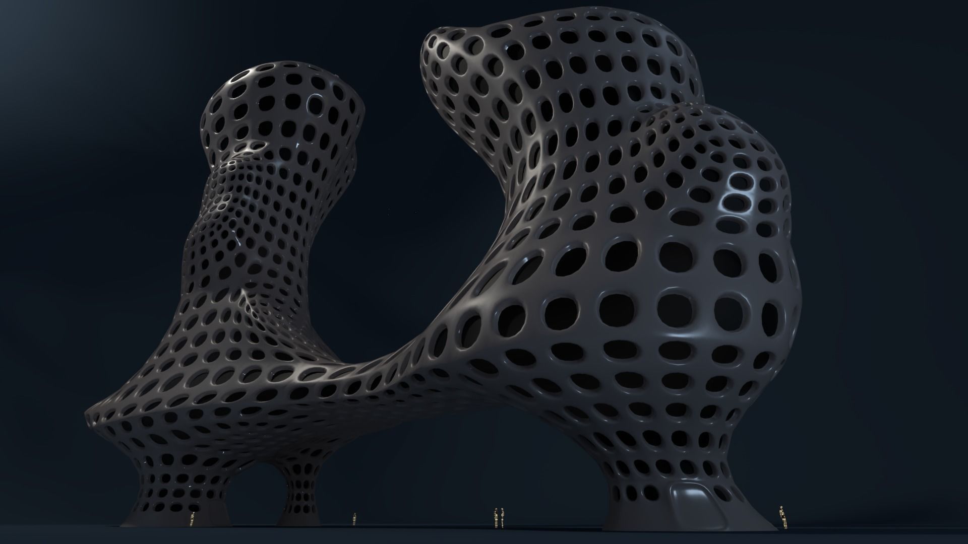 Curved towers Low-poly 3D model_1