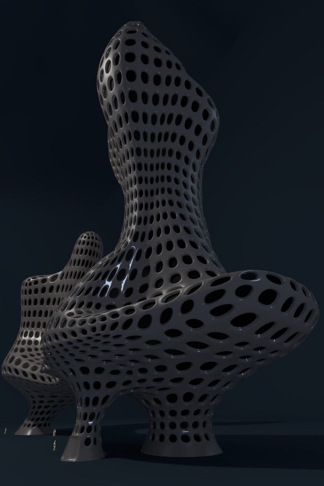 Curved towers Low-poly 3D model_2