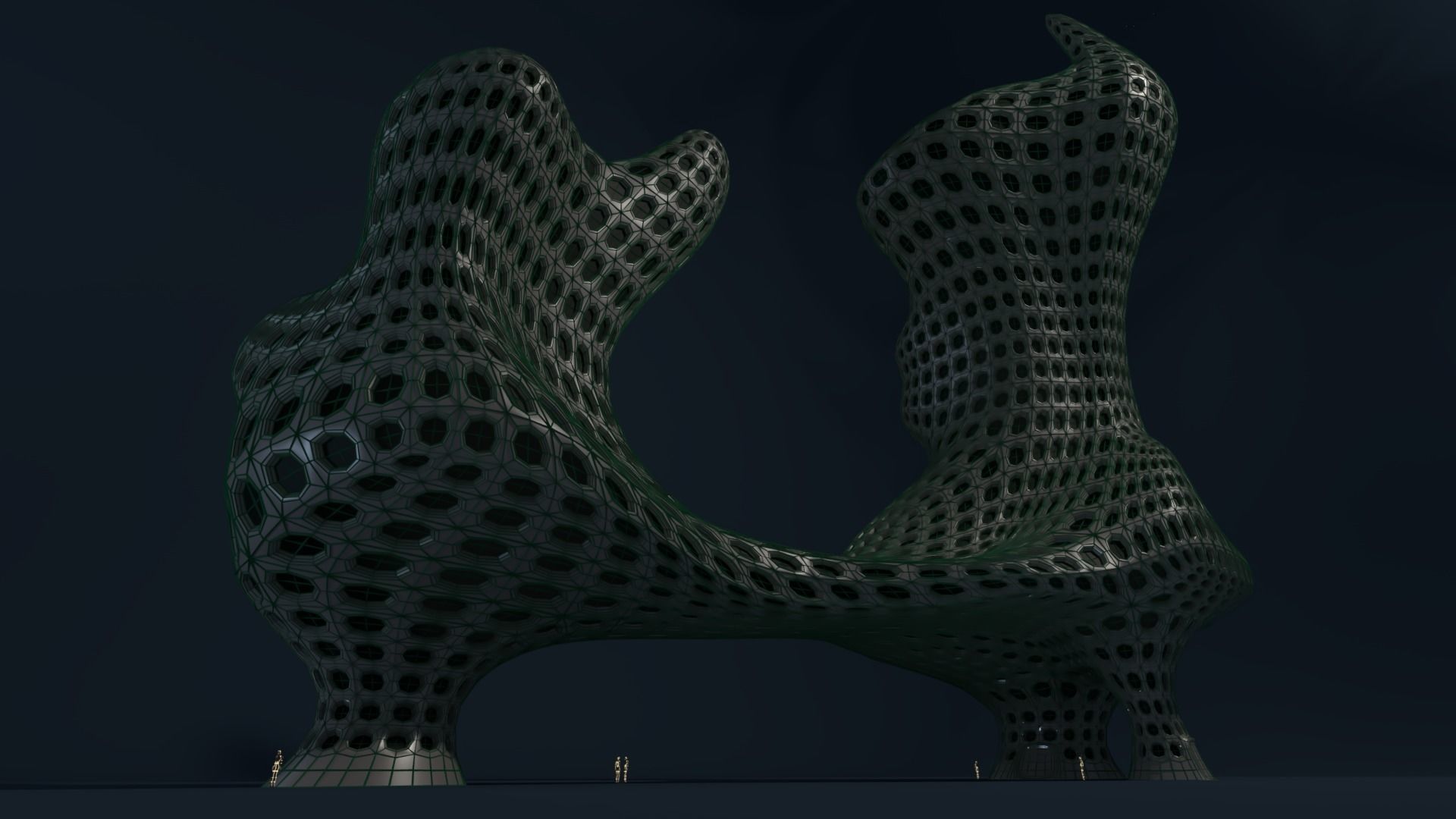 Curved towers Low-poly 3D model_5