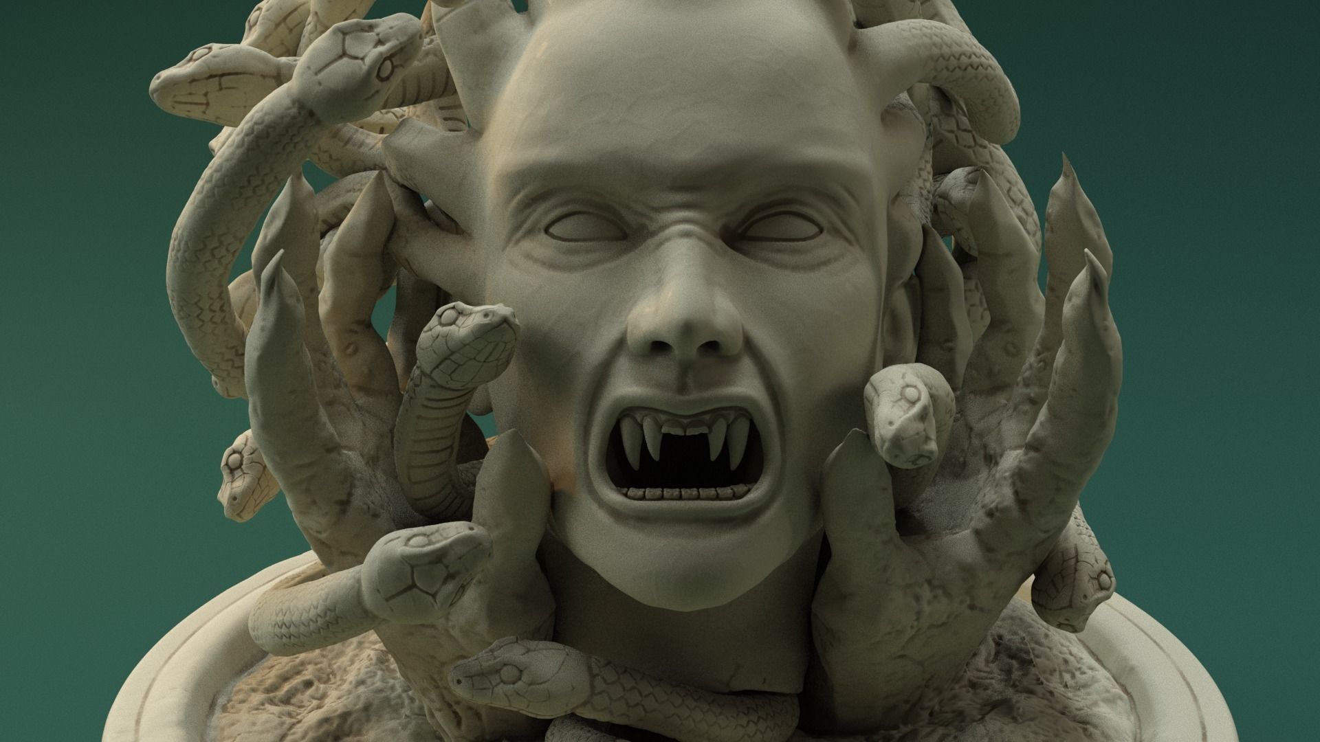 Medusa sculpture with head 3D print model_1