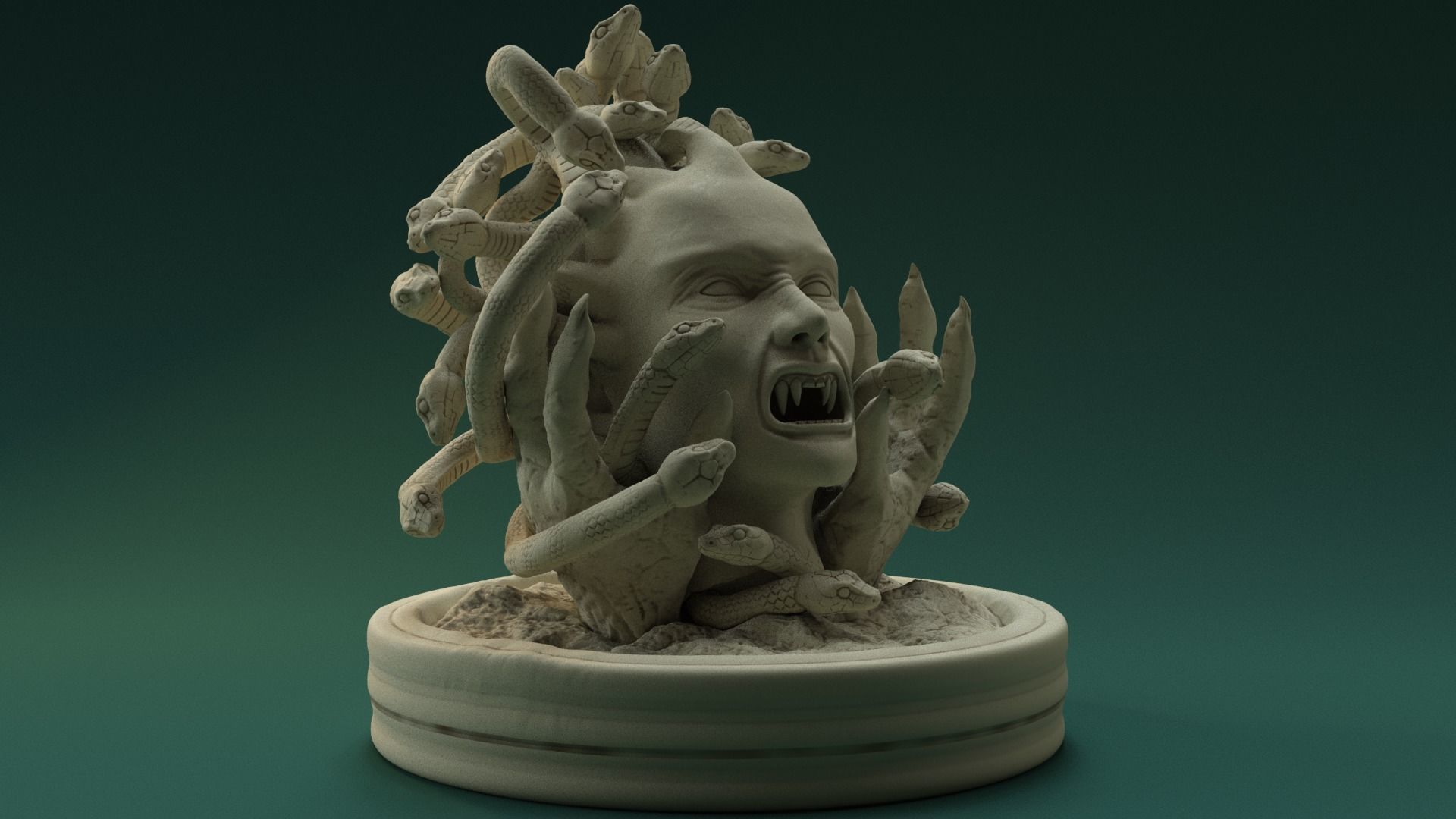 Medusa sculpture with head 3D print model_2